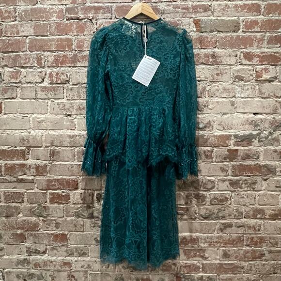 NWT ANIYE BY Green Lace Abito Mindy Midi Dress Size XS - Picture 6 of 7